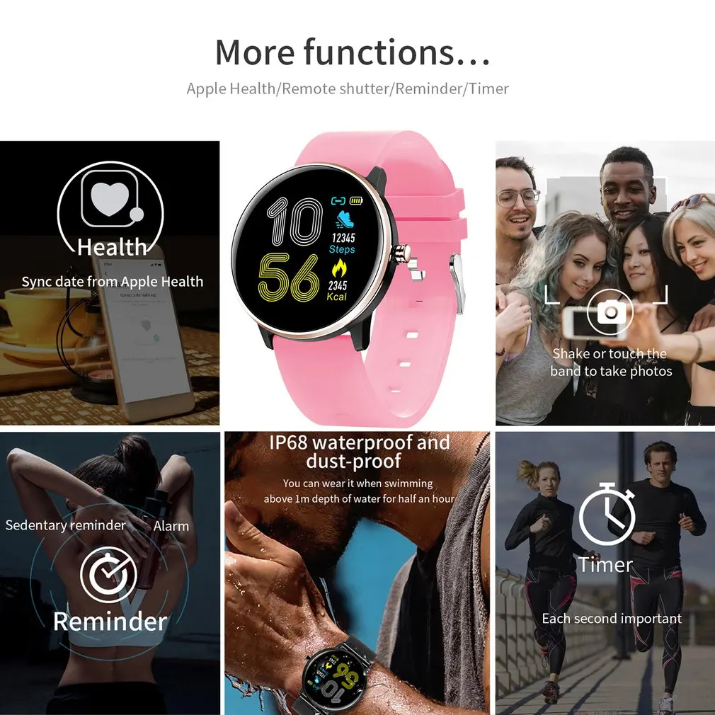 MX6 Smart watch IP68 Waterproof Sport watch Bracelet Band with Multi-Languages Manual Heart Rate Monitor For Android iOs