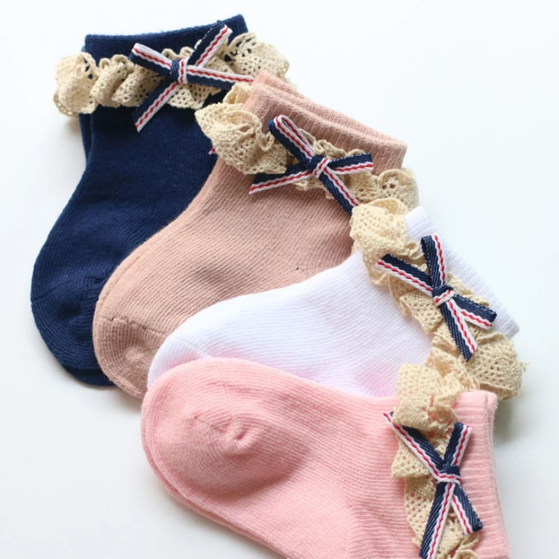 Baby Girl Cute Socks Bowknot Design Cotton Short Socks Infant Children Casual Socks