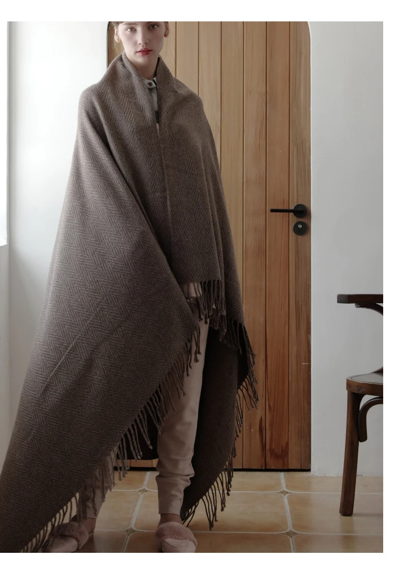 Чистый шерстяной шарф для женщин Зимний шарф плотная шерсть теплое длинное одеяло шали и обертывания для женщин Пашмины Пончо палантин