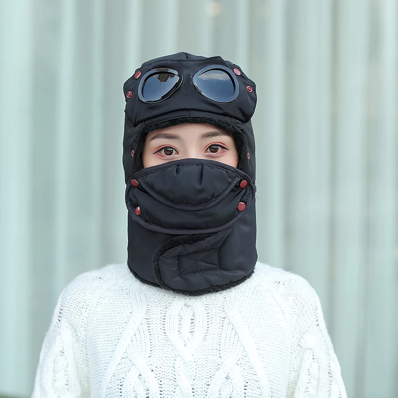 Skullies Beanies Winter werm Hat Scarf For Men Knitted Hat Women Mask Thick Balaclava Earflap Wool Bonnet Male Beanie Hats Cap - 2