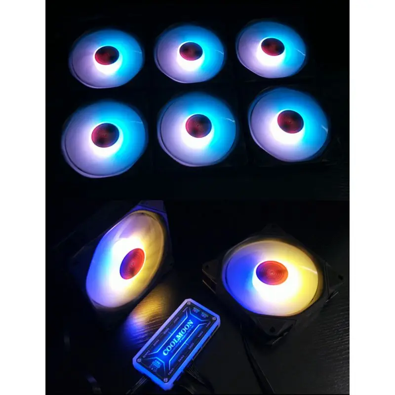 Новейший RGB вентилятор 12 см шасси вентилятор настольный компьютер бесшумный волшебный меняющий цвет вентилятор с контроллером