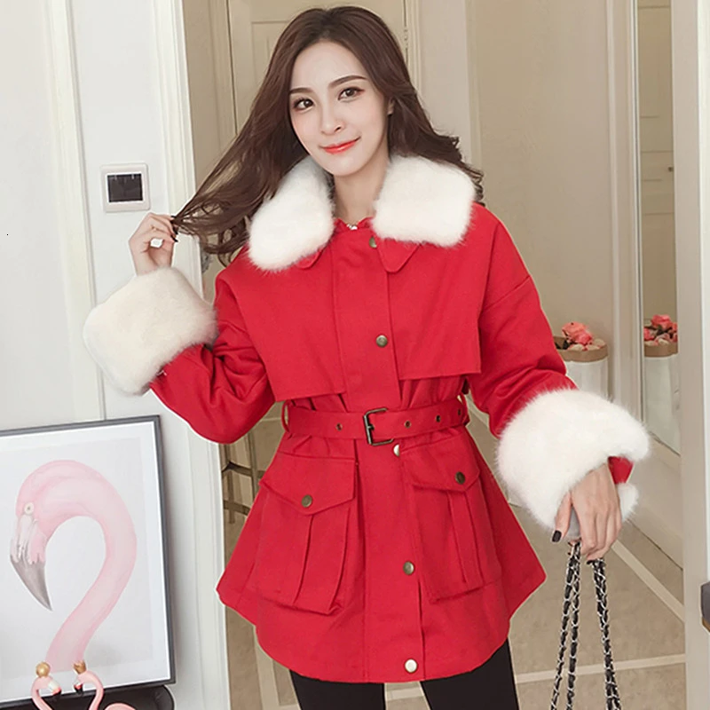 red fur denim jacket