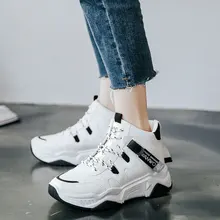 Новые кроссовки на плоской платформе; женская модная обувь на толстой подошве, визуально увеличивающая рост; Осенняя Женская прогулочная обувь; I1-67