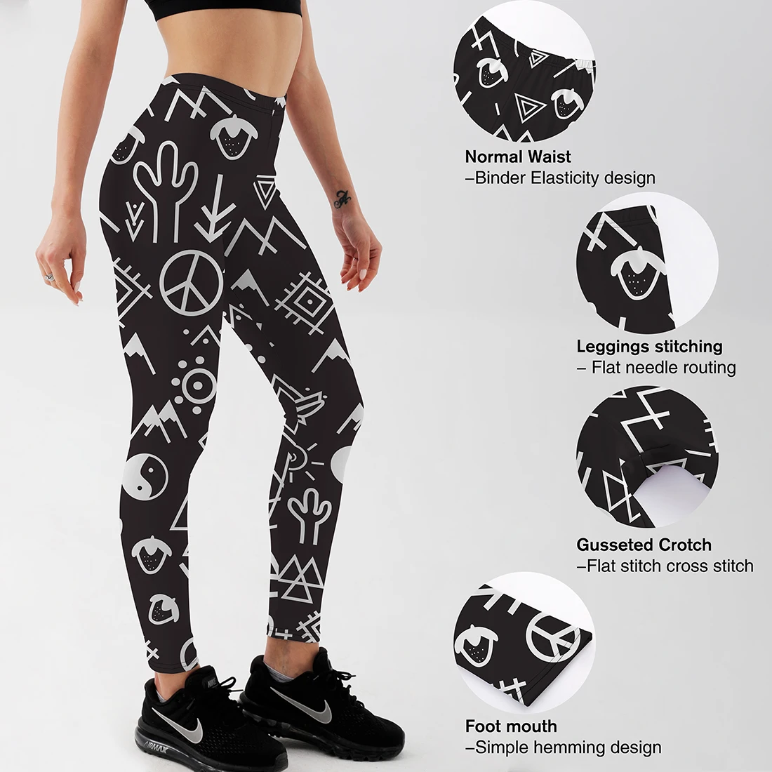 Cute Pattern Printed Leggings Black 
