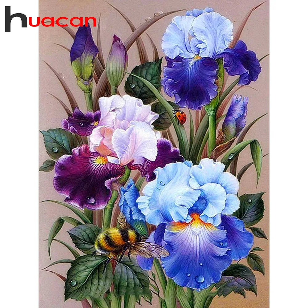 Huacan Diamond Embroidery Flower Picture By Rhinestones Diamond Painting Floral Full Square Drill Diamond Mosaic Home Decoration