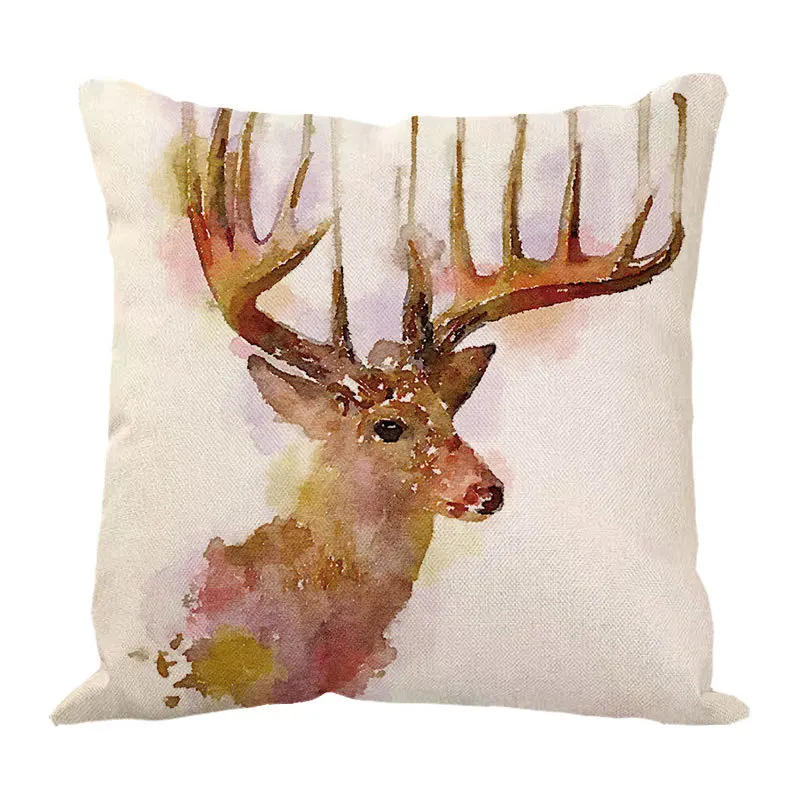 

Linen Design Deer Printed Pillow Cover Decorative Pillow Case Hot Sale Sofa Cushion Cover 45x45cm Nordic Style