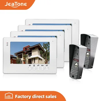

JeaTone NEW 7 inch LCD TFT Color Video Door Phone Intercom System 1200TVL Outdoor Pinhole camera IR Night Vision Unlocking Door