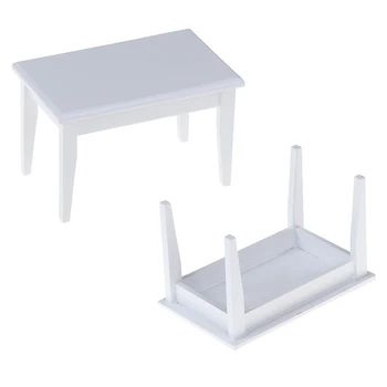 

Kid Toy Miniature Dolls Simulation Toy 1/12 Dollhouse Miniature Furniture White Wooden Table Coffee Table
