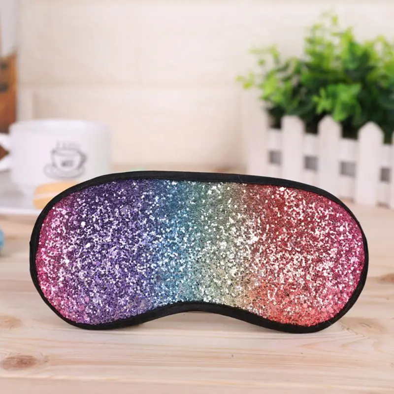 

Women Girls Sweet Glitter Sequins Sleeping Eye Mask Gradient Rainbow Blindfold