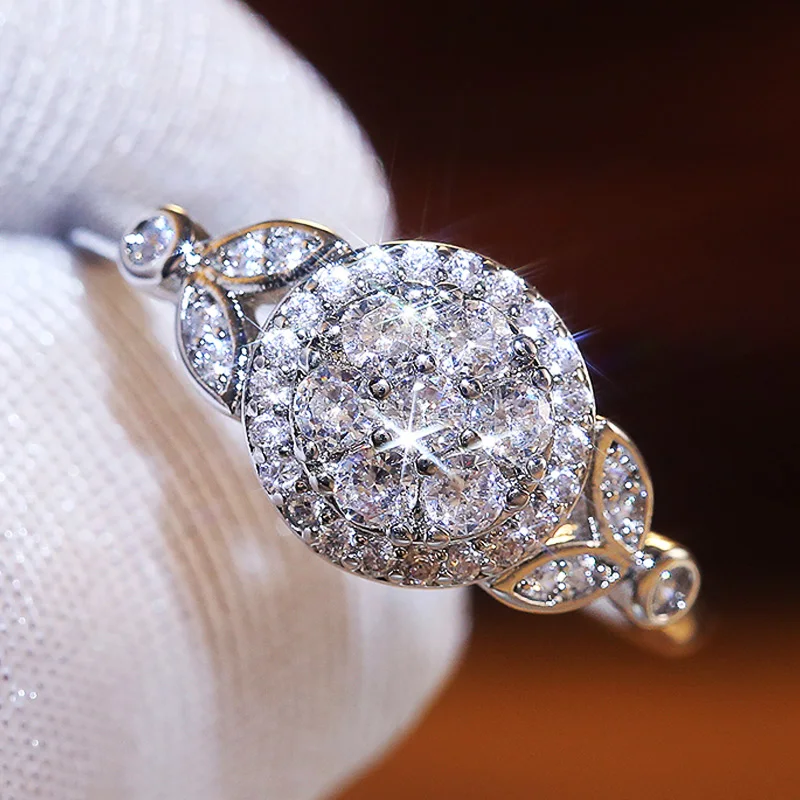 Huitan Micro Paved Crystal CZ Stone Elegant Proposal Ring for Girlfriend High Quality Fashion Engagement Rings Women Jewelry | Украшения и