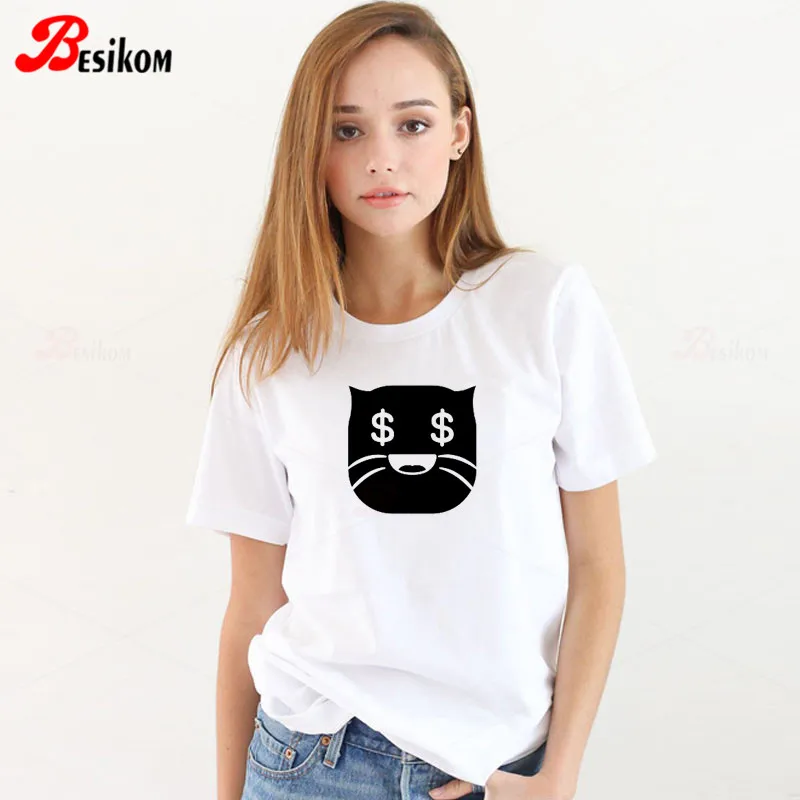 Besikom модные брендовые женские футболки из хлопка с коротким рукавом белые летние