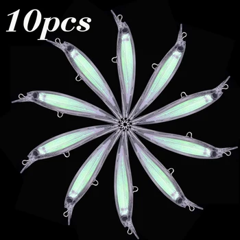 

10pcs/Set 9cm Artificial Fishing Lure Body Unpainted Bionic Plastic Hard Baits With Multi Hook Ring