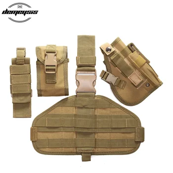 

Tactical Drop Leg Gun Holster with Pouches Universal Right Hand Military Hunting Pistol Holster Airsoft Thigh Handgun Case