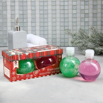 

Gift set "new year's parcel": bath foam, shower gel