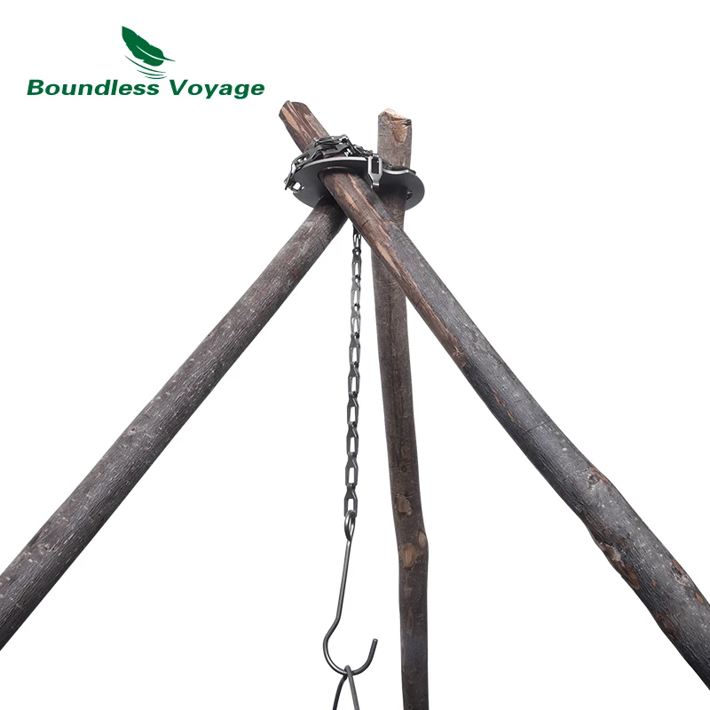 Camping Tripod Board Adjustable Titanium Hanging Chain Hooks Fixed-loop Pot Grill Ti9012O