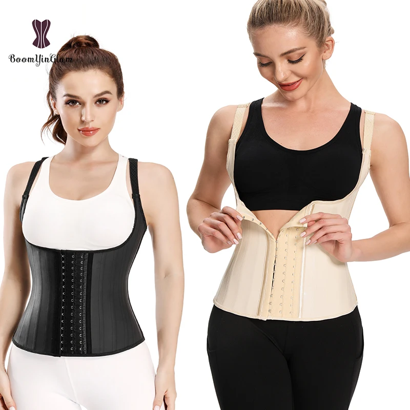 Black Cream 3 Hook And Eye 25 Steel Booned Latex Waist Trainer Fajas Girdle Sashes Waistband Plus Size Underwear Corselet Women
