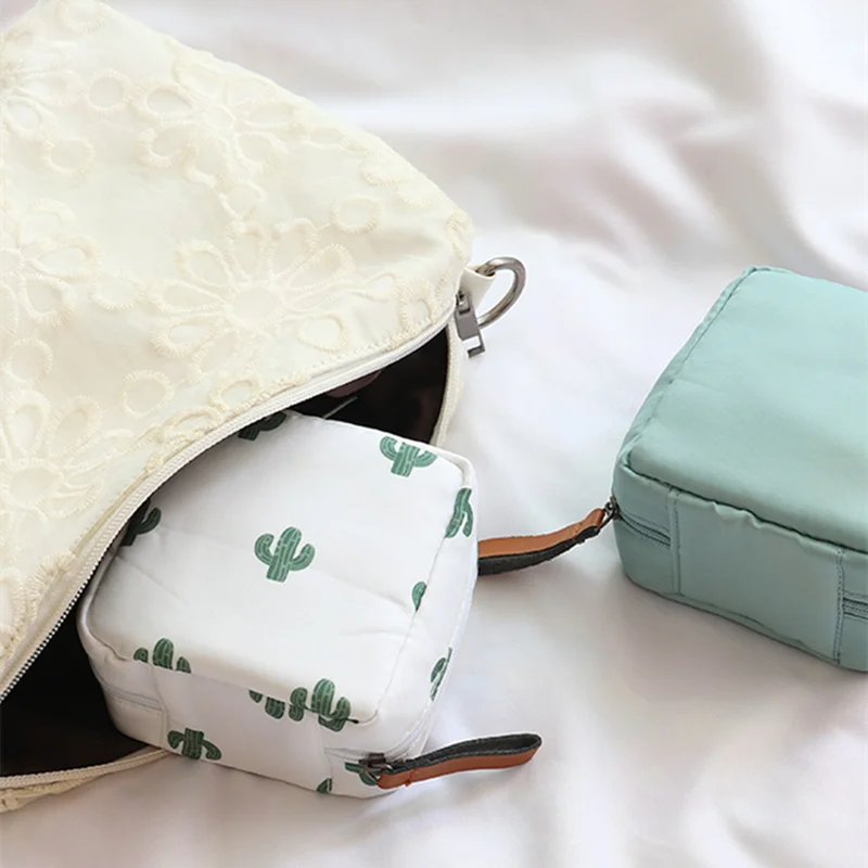 PURDORED 1 pc Solid Color Cosmetic Bag Cactus Travel Toiletry Storage Bag Beauty Makeup Bag Cosmetic Bag Organizer kosmetyczka