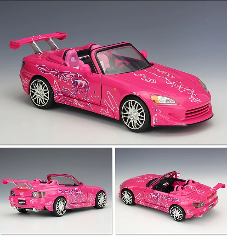 Modelo de Carro Esportivo em Miniatura Modelo de Metal Brinquedo de Presente Modelo de Liga Automotiva para Crianças Rosa Diagces 1:24 8 presente, modelo de liga automotiva para crianças