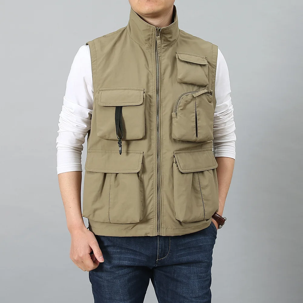 

Mens Multi-pocket Fishing Photography Vest Spring Autumn Thin Breathable Casual Waistcoat Outdoor Hiking Camping Sports Vest