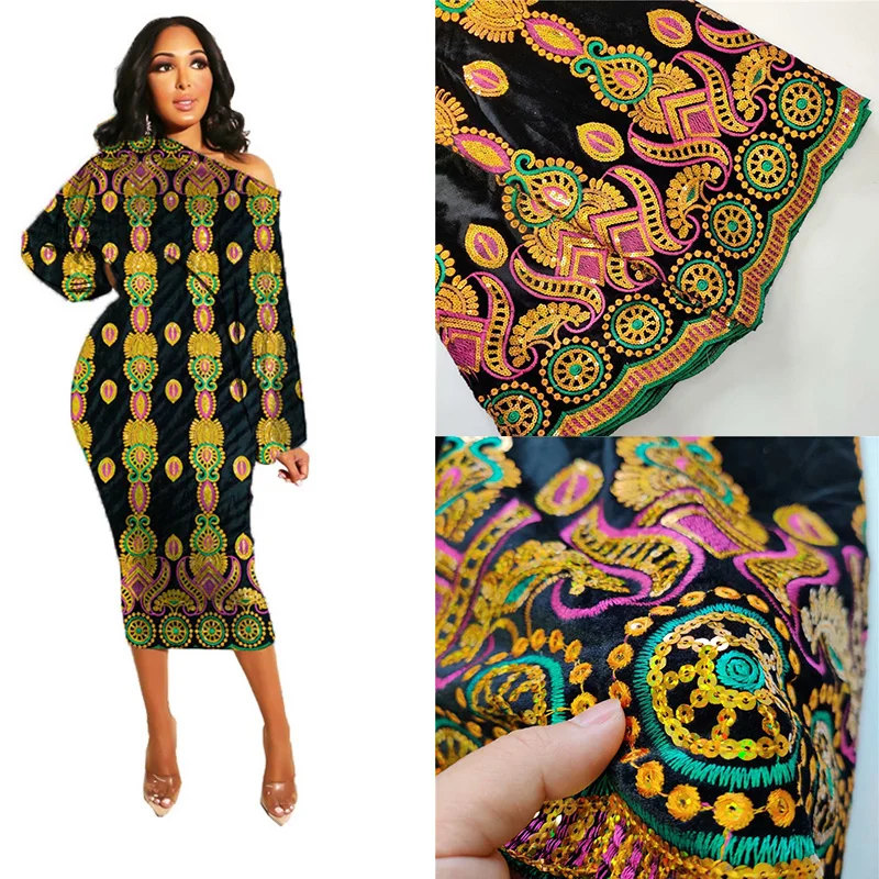 Новое поступление бархатная кружевная ткань платья последние нигерийские блесток Высокое качество африканские блестки кружевная ткань
