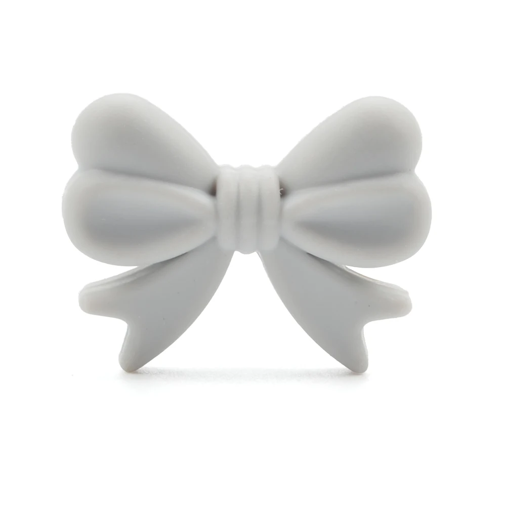 light gray LOFCA, 50 шт., силиконовые бусины в форме банта, сделай сам, Пищевая силиконовая Прорезыватель для зубов, пустышка в милой форме, силиконовый держатель для зубов, аксессуары - Цвет: light gray