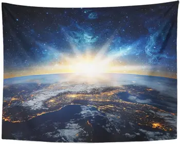 

Blue Space Earth and Galaxy of This Furnished by Planet Cosmos Tapestry Home Decor Wall Hanging for Living Room Bedroom Dorm 60x
