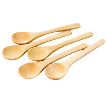 

50Pcs Home Honey Coffee Pudding Small Wooden Spoon Teaspoon Soup Spoon Seasoning Wooden Spoon