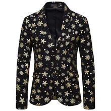 Блестящий Золотой костюм с принтом снежной бронзы, Мужской приталенный Рождественский Блейзер, Мужская одежда для ночного клуба, вечеринки, выпускного, сцены для певцов XXL