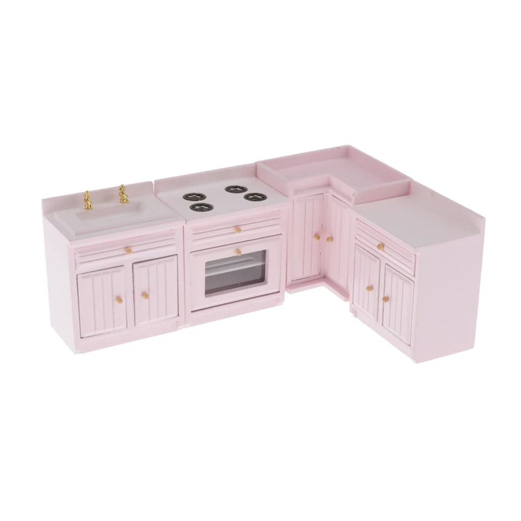 1/12 Dollhouse Kitchen Furniture Wooden Stove Sink Cabinet Cupboard Set | Игрушки и хобби