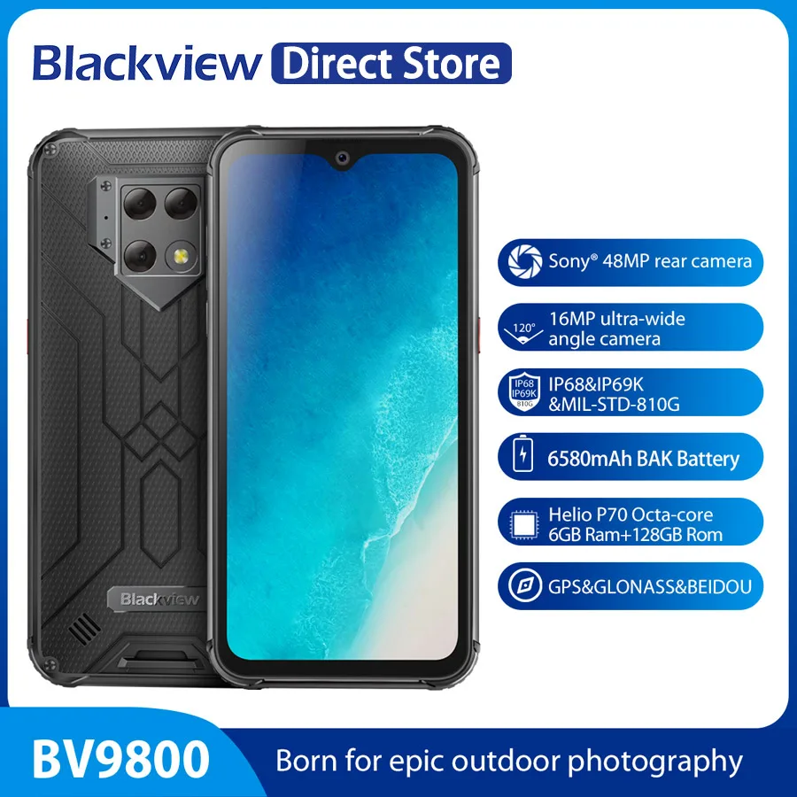 Blackview BV9800 Helio P70 Android 9.0 6GB+128GB Smartphone 48MP Rear Camera IP68 Waterproof 6580mAh 6.3&quot FHD Mobile Phone | Мобильные