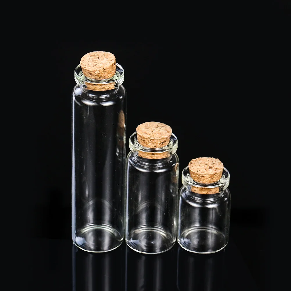 1PCS 5/10/20ml Wishing Bottle Glass Message Vials Jars with Lid Drifting Bottle Cork Stopper Mini Transparent Glass Bottle 3