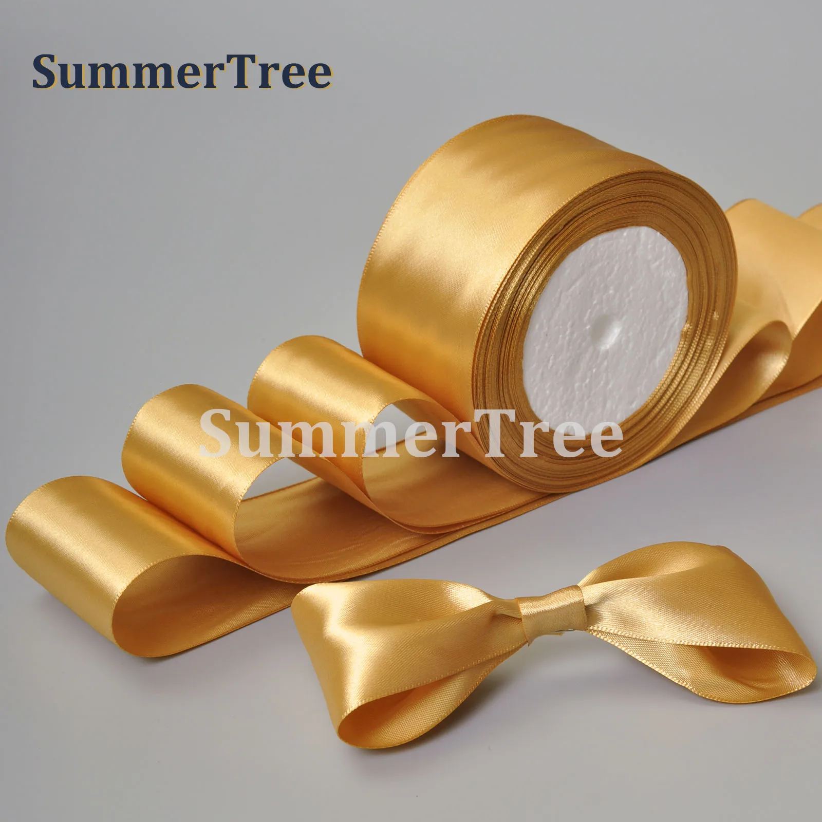 Ribbon Decoration 25 Yards Gold Silk Satin Ribbon Gift Wrapping Bow Wedding Party Decoration Christmas New Year Apparel Sewing Fabric Ribbon