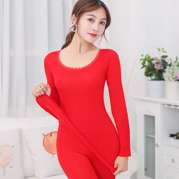 

Underwear Spring Clothes Long Johns Women's Skin Soft Base Thermal Suit Year of Fate Bright Red Base-