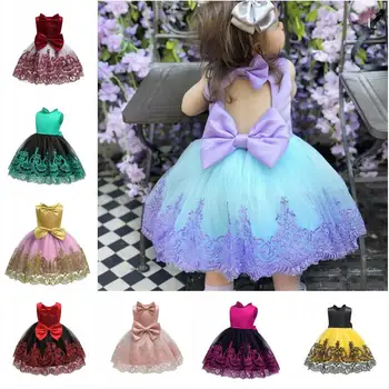 

1-5Y 2020 Big Bow Hot Selling Baby Girls Flower sequins Dress High quality Party Princess Dress Children kids clothes Christmas