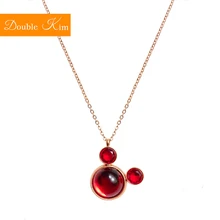 Мультяшное красное циркониевое ожерелье с подвеской, титановая стальная цепочка, ожерелье с инкрустированным красным кристаллом, модное Трендовое женское ювелирное изделие, подарок на день рождения