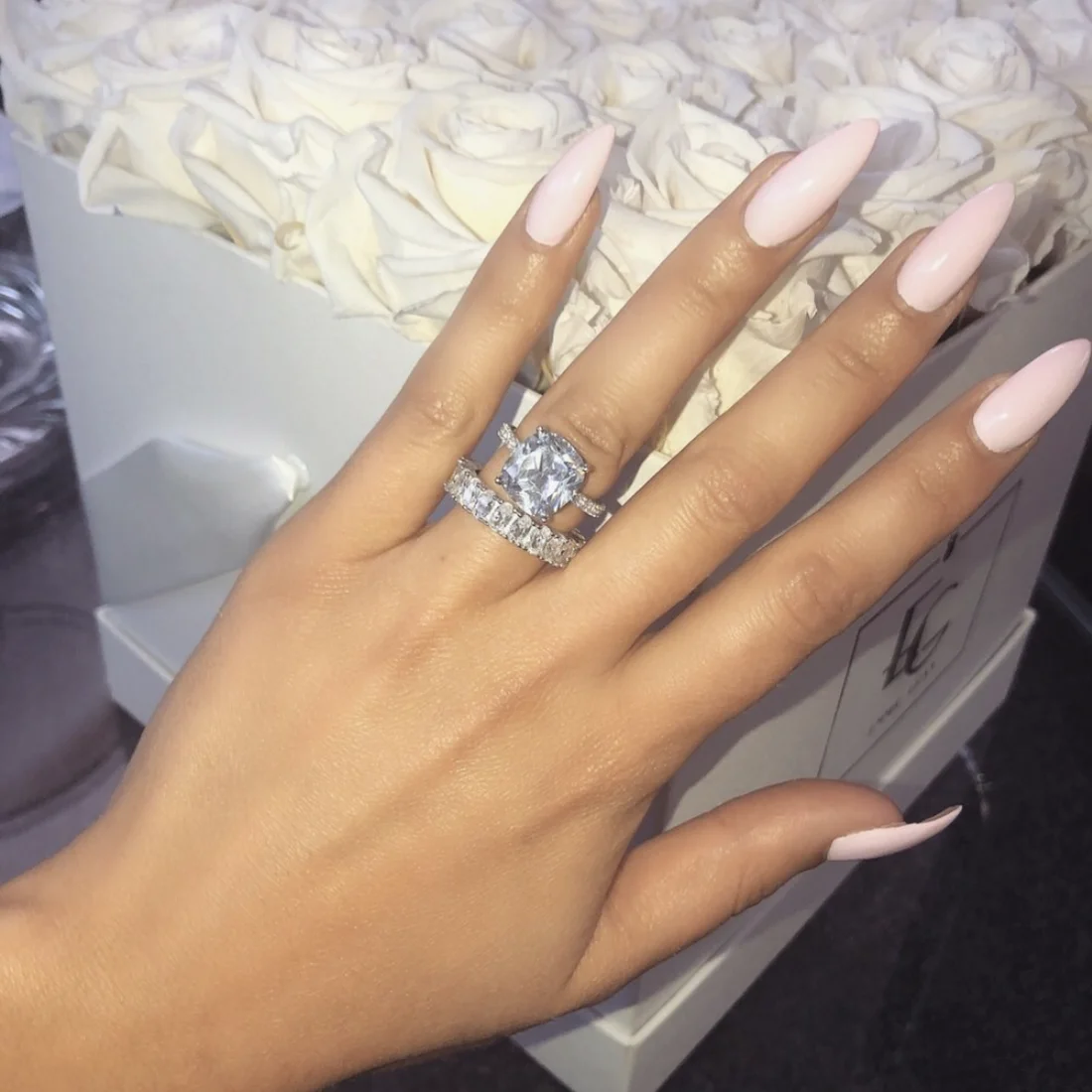 Original 925 Sterling Silver RING finger Cushion cut Created Diamond Wedding Engagement DIAMOND Band Rings for Women Jewelry | Украшения и