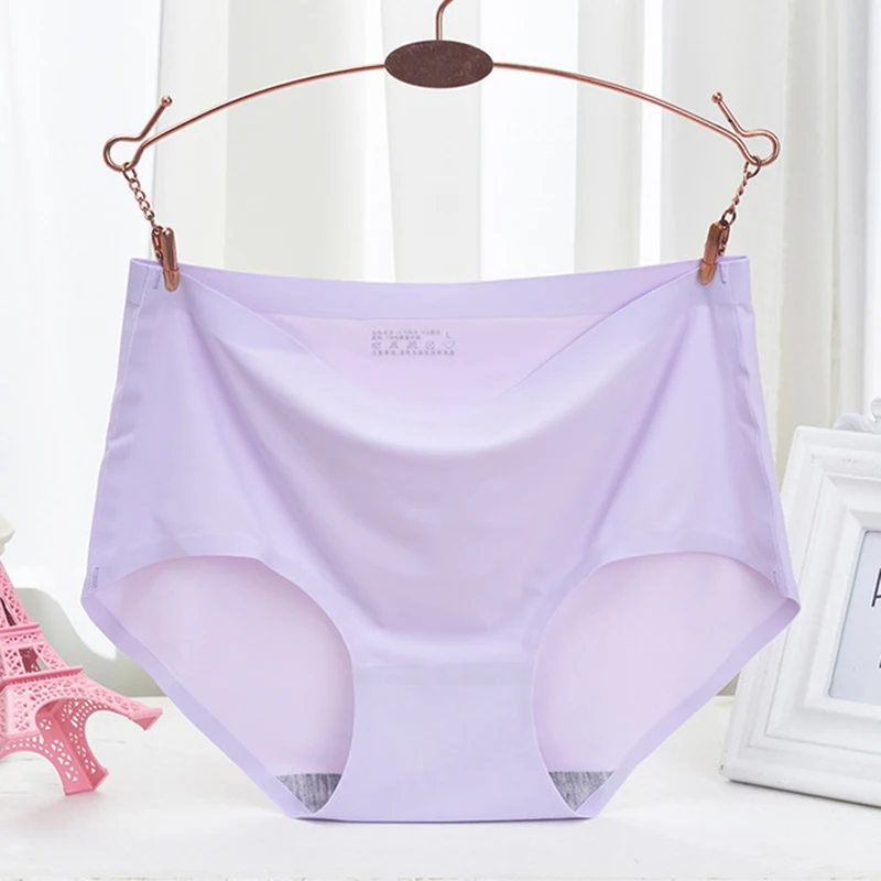 Purple XXXXL шелк льда размера плюс, нижнее белье, женские трусики для женщин, нижнее белье, пуш-ап, сексуальное женское белье, бесшовные трусики для женщин - Цвет: Purple