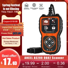 ANCEL AS200 OBD2 الماسح الضوئي البيانات الحية OBD 2 رمز القارئ متعدد اللغات ماسح الرادار الخاص بالسيارة لمحرك تحقق تشخيص السيارات