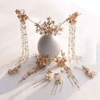 

Vintage Chic Headdress New Bride Traditional Headdress Chinese Crown Classical Wedding Hair Accessories Jewelry