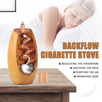 

New Mountain River Handicraft Incense Holder Ceramic Backflow Waterfall Incense Burner Home Decor Feng Shui Ball Lucky Ornament