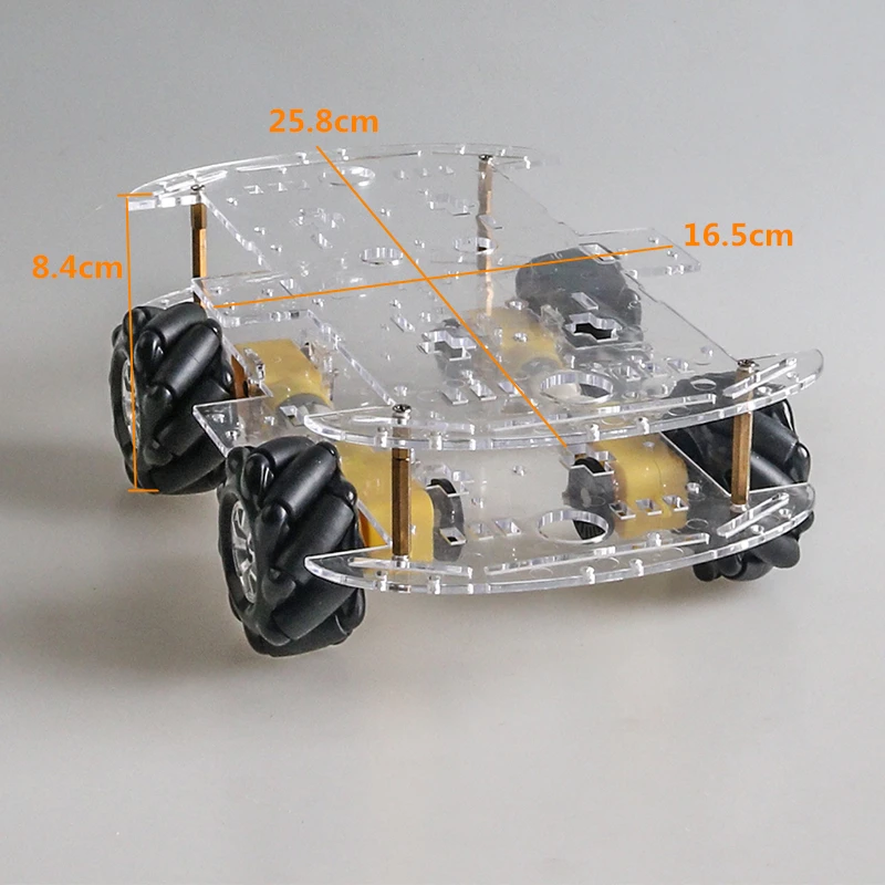 Двойной 4WD 60 мм Mecanum колеса акриловая панель Интеллектуальный робот шасси