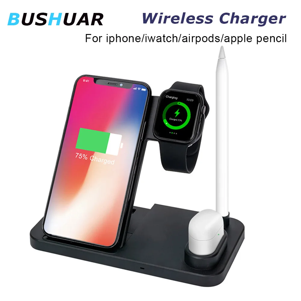 

4 in 1 10W Fast Wireless Charger Dock StationFor iPhone XR Max 8 Fast Charging for Apple Watch 2 3 4 For AirPods apple pencil