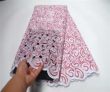 

African Organza Sequins Lace Fabric 2020 Hot Sale Pink Nigerian Wedding Dress High Quality Organza French Net Mesh Lace PSA893-1