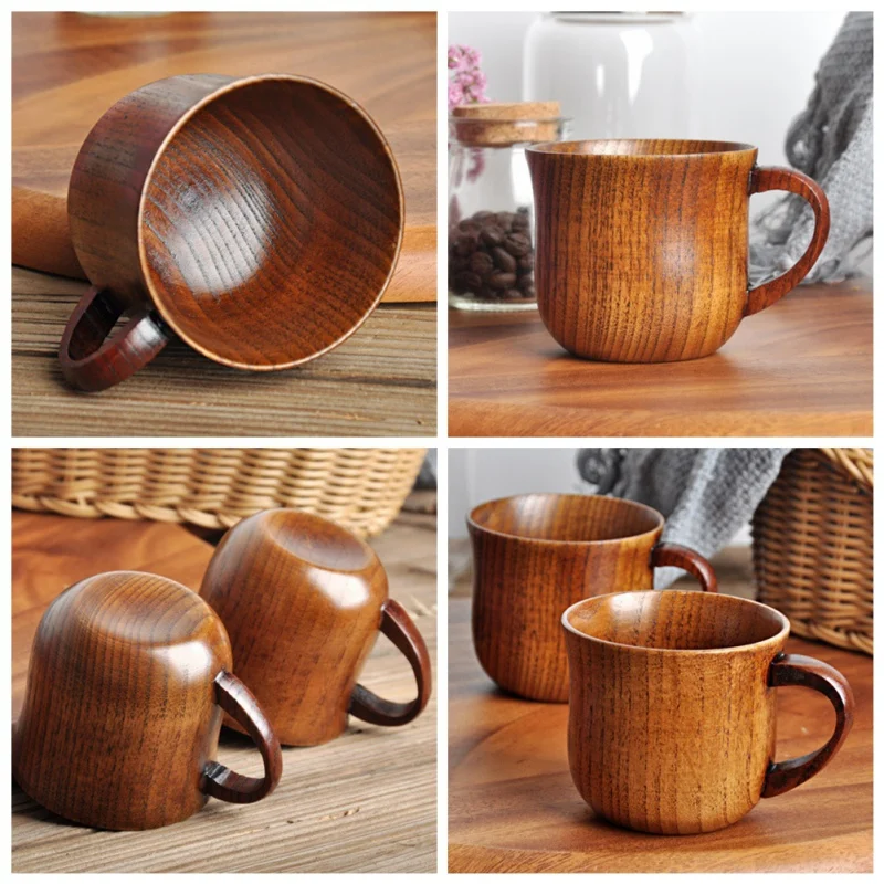 Кофейная кружка с рукояткой примитивная Питьевая чашка пивная посуда чайная чашка дорожная чайная посуда чашка бутылка для воды домашняя деревянная чашка ручной работы