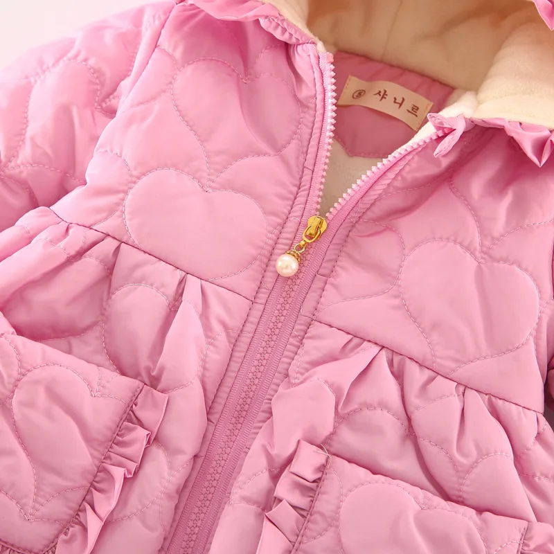 Зимнее утепленное вельветовое пальто с хлопковой подкладкой; Верхняя одежда; теплые плюшевые детские куртки с длинными рукавами для маленьких девочек; милые детские пальто с капюшоном