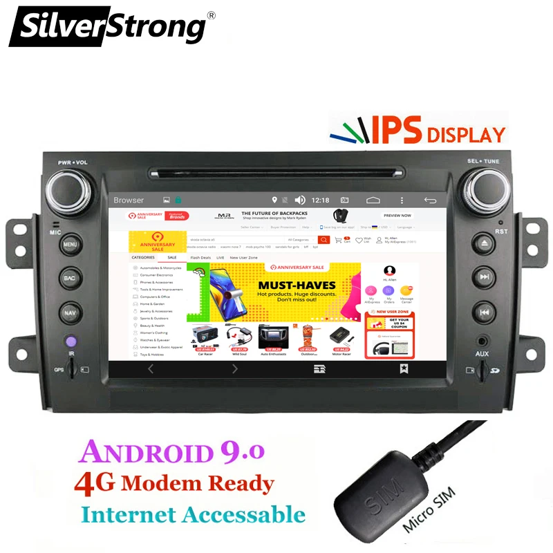 Perfect SilverStrong 8inch IPS Matrix 2Din Android Radio Car DVD For SUZUKI SX4 MP4 MP3 Radio for FIAT Sedici Navitel GPS Navi 5