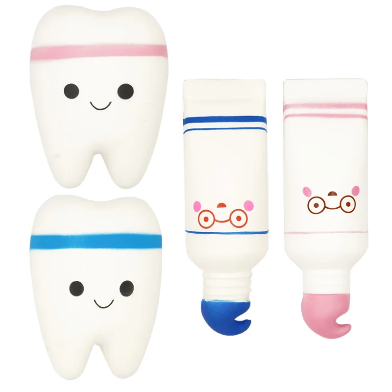 치아 모양 짜기 선물, 천천히 일어나는 귀여운 스마일 만화 핸드 스피너, 신축성 이완, 부드럽고 촉감 있는 장난감, 치과 의사 선물, 1 개