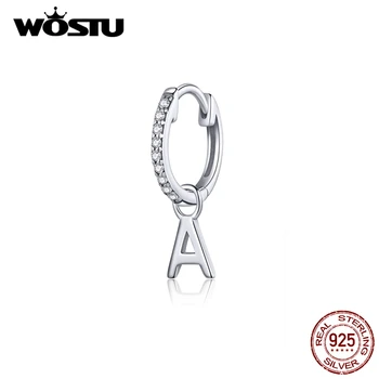 

WOSTU Mini Letter A Initials Hoop Earrings 100% 925 Sterling Silver Zircon Alphabet Small Earrings For Women Jewelry CQE848-A