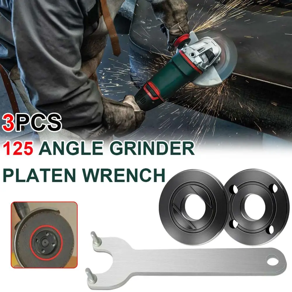

2pcs M14 Angle Grinder Flange Wrench Spanner Metal Lock Nut Thread Replace for Angle Grinder Inner&Outer Flange Nut Set Tool + W