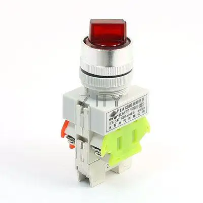 

660V 10A 3 Selector Position Red Light Self Locking 1NO+1NC DPST Rotary Switch
